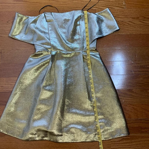 Sandro 1 Small Palacio Dress Gold Off Shoulder - Picture 3 of 6